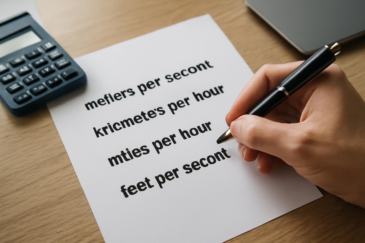 Az átlagsebesség különböző mértékegységei