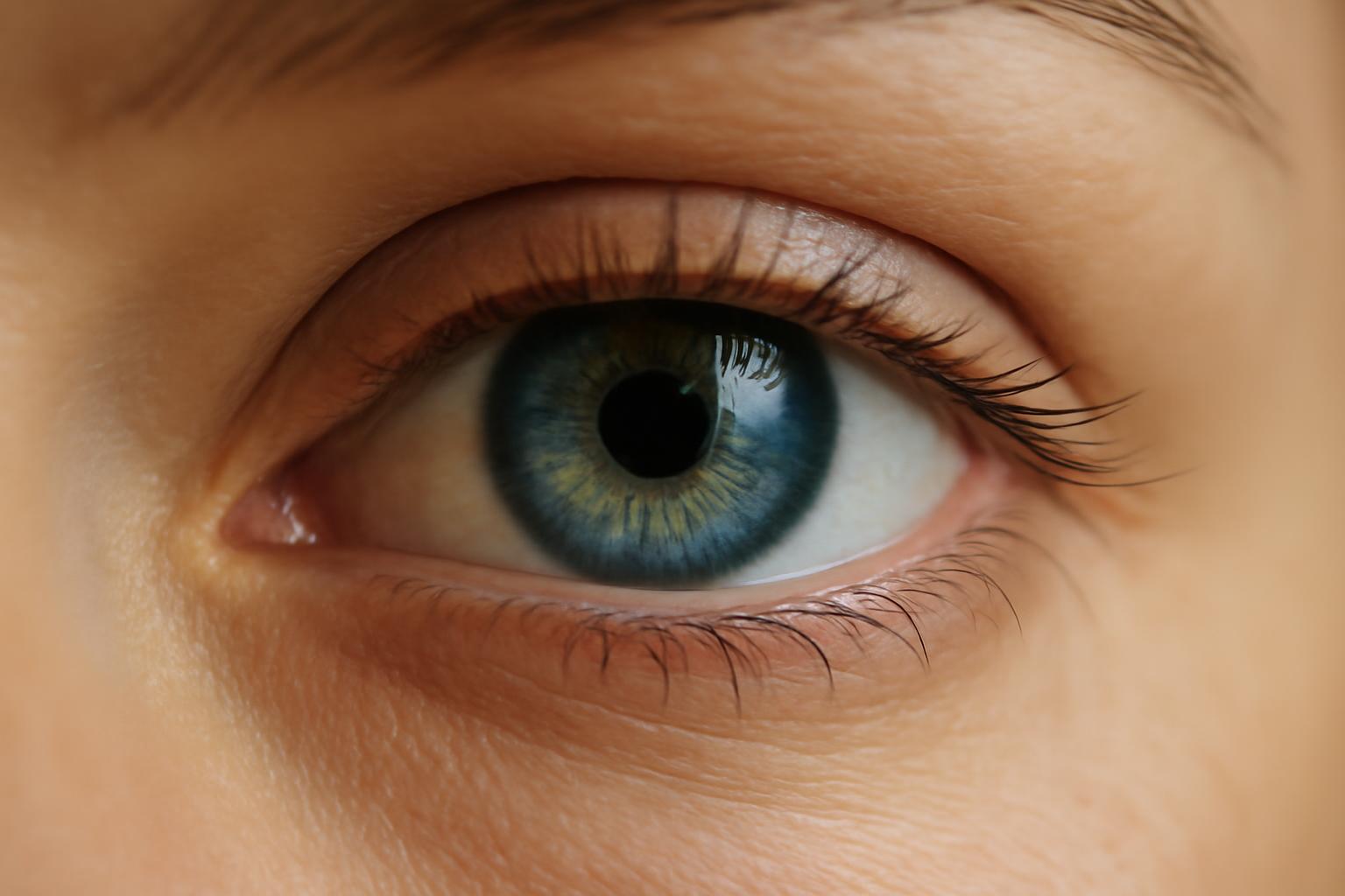 Közeli kép egy emberi szemen, amely a fényképezőgép lencséjére emlékeztet.