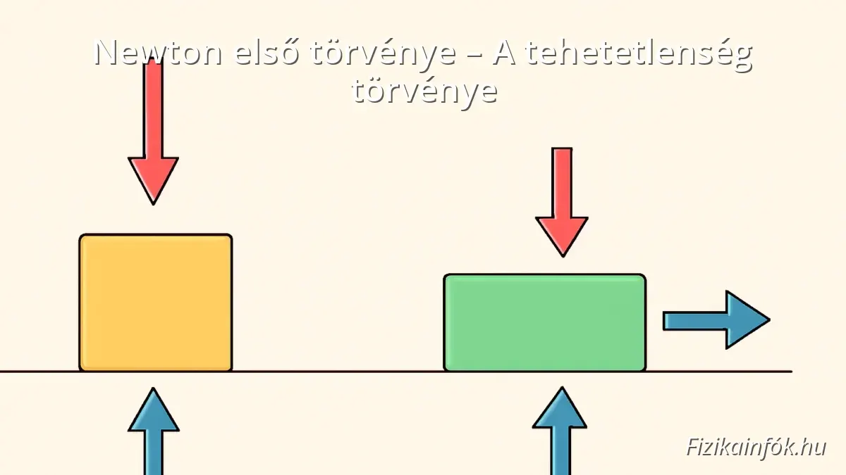 Diagram illustrating Newton's first law of motion with objects at rest and in motion